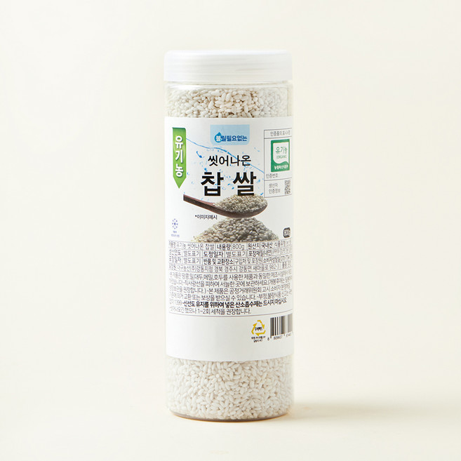 유기농 씻어나온 찹쌀, 800g, 1통