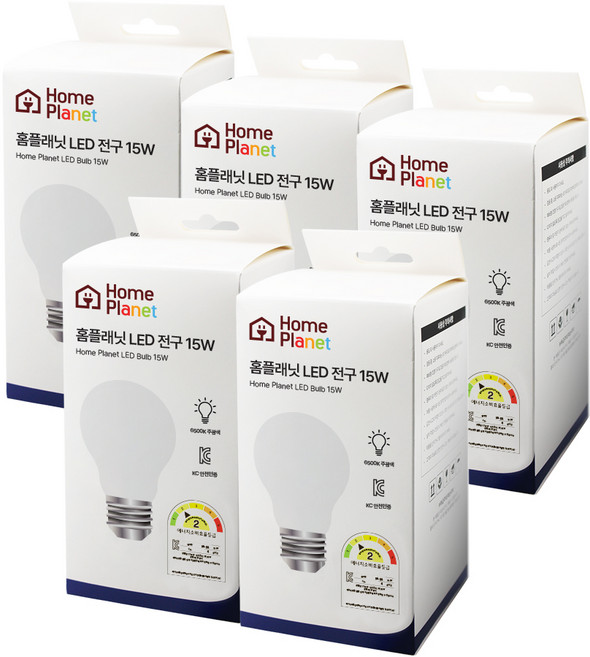 홈플래닛 안정기 내장형 LED 전구 15W, 주광색, 5개