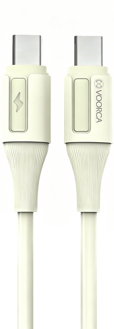 VOORCA Type-C To Type-C 極光彩色硅膠充電線, 米白色, 1條, 120cm