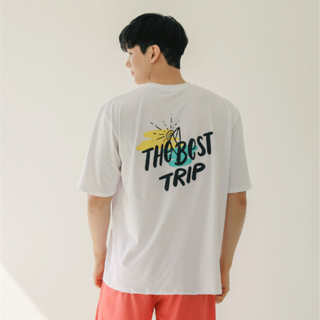 TUBE TREE 男款寬鬆版型短袖防磨衣上衣 A6218, 白色