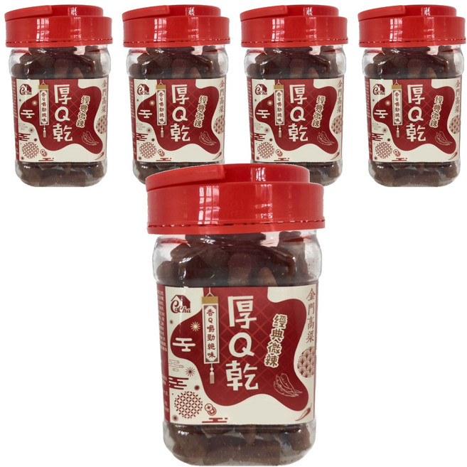 良澔 卡恰高粱辣味厚Q條 經典微辣 香Q勁脆 金門高粱, 280g, 5罐