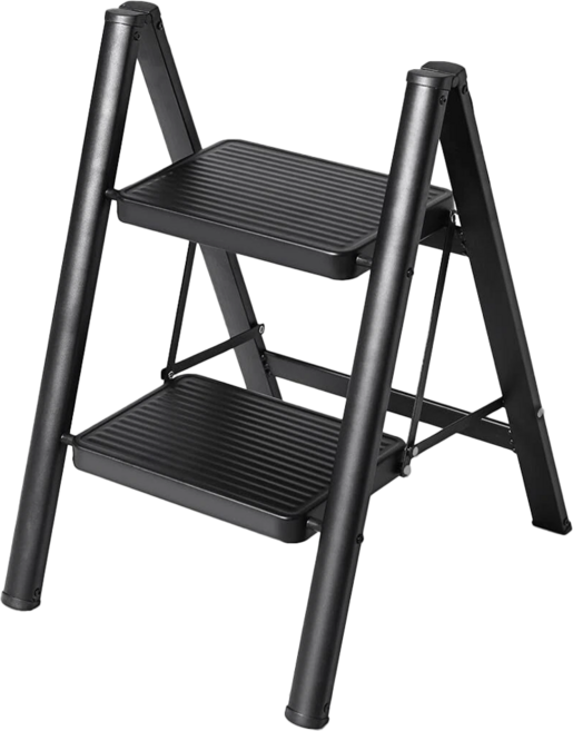 KOKIRI LIVING 家用折疊式梯子 A11 2層 黑色, 1個