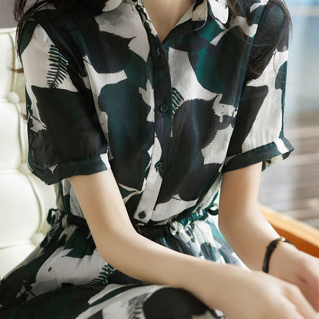ATTERLIC Greeny 側邊綁帶夾克式夏季連身裙 02192 含大尺碼, 深綠色