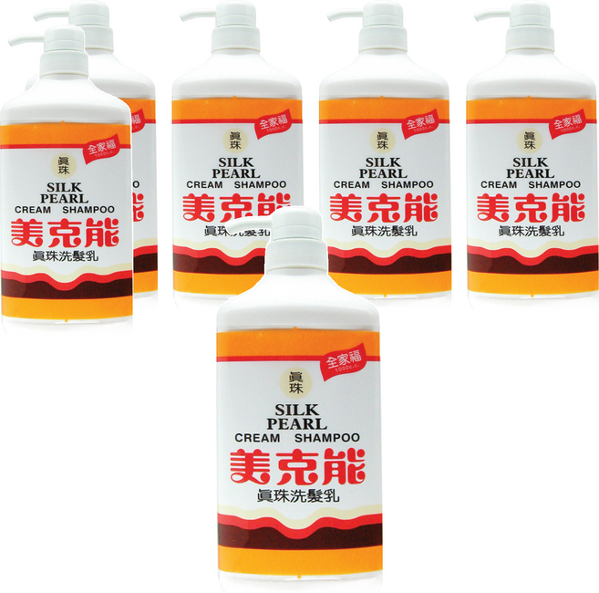 MEKELONG 金美克能 真珠洗髮乳 清甜桃香 含絲蛋白和卵磷脂 秀髮柔順有光澤, 1000cc, 6瓶
