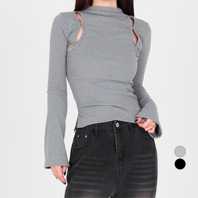닷이프 여성용 뮤 트임 슬림 긴팔티셔츠 T25SS1-A1454