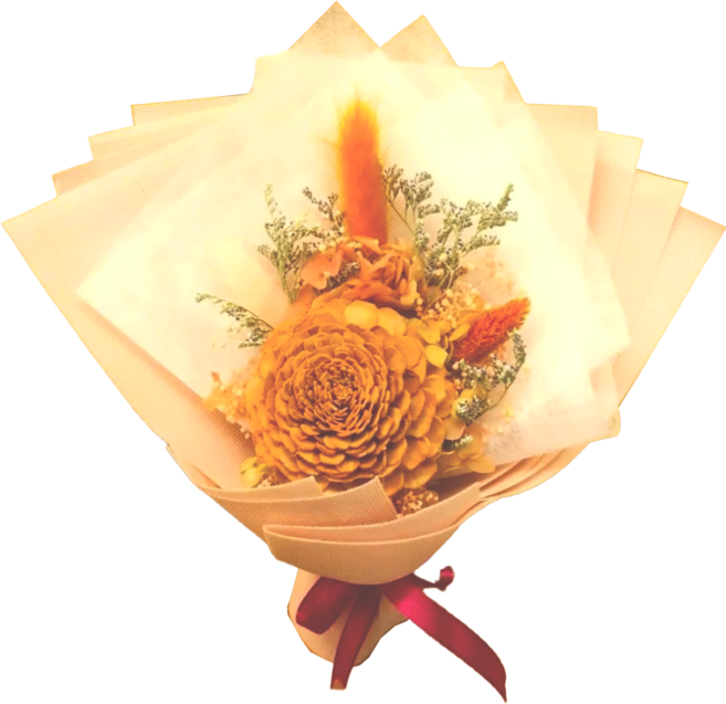A-ONE 匯旺 6cm大焦糖索拉玫瑰花橘色繡球花永生花束 乾燥花束 AE-FBQ9 大朵花(6~6.5cm) x 小朵花(3.5~4cm) 2組, I款 橘色