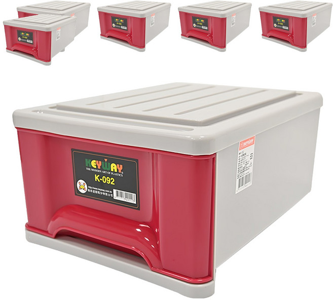 KEYWAY 聯府 抽屜整理箱 K092 355 x 283 x 177mm 9.6L, 紅色, 6個