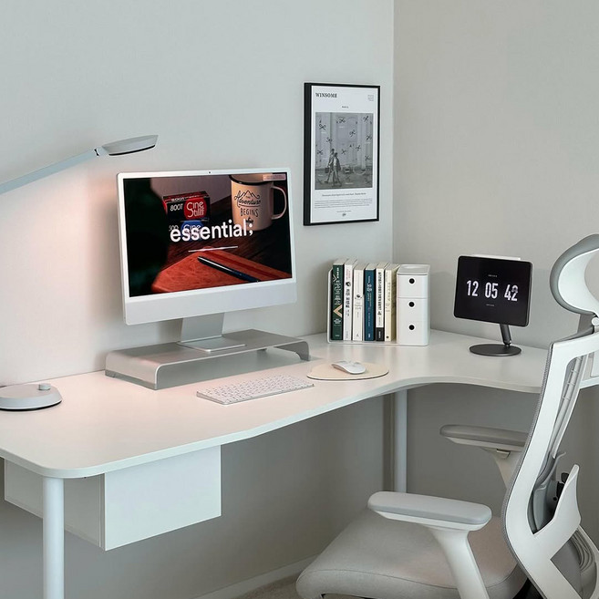 필웰 횸 컴퓨터 책상 우측형 1600 방문설치, 화이트