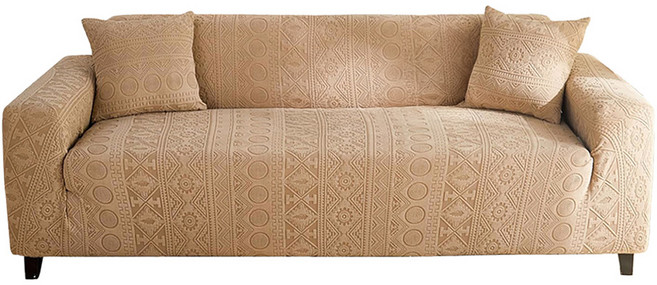 好物良品 波西米亞系列 四季通用高彈力立體提花彈力沙發罩 2人座 附抱枕套 + 泡棉條, 1件, 咖啡色