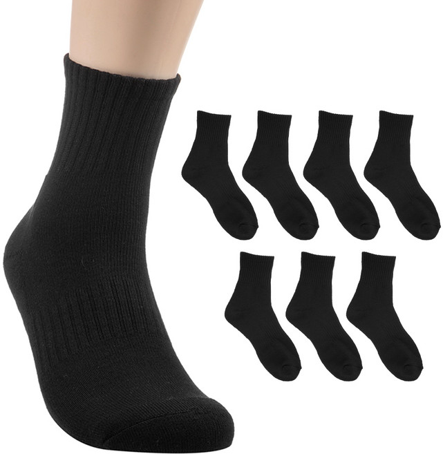 베이스알파에센셜 남성용 스포츠 파일 쿠션 중목 양말 8켤레, 블랙