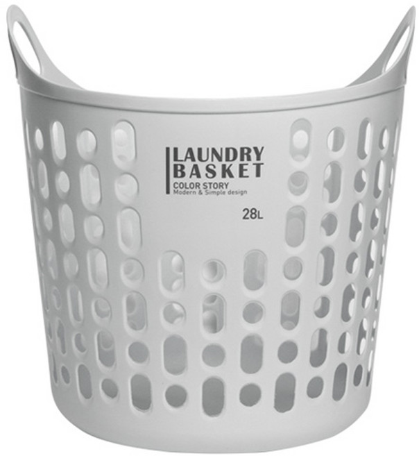 샤바스 컬러스토리 국내산 세탁 바구니 트임형, 그레이