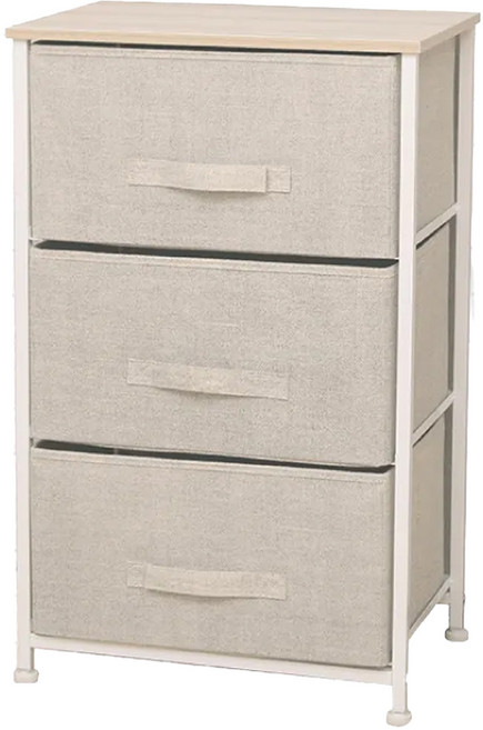 LiFArt 日系上木板三層抽屜收納櫃 NEE-007, 白色, 3層, 1個