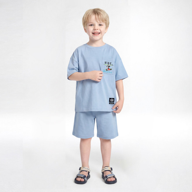 젤리스푼 아동용 디즈니 미키 마우스 서핑데이 반팔 상하의 세트