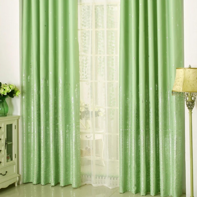 小銅板 遮光窗簾 2片, 地中海燙銀綠