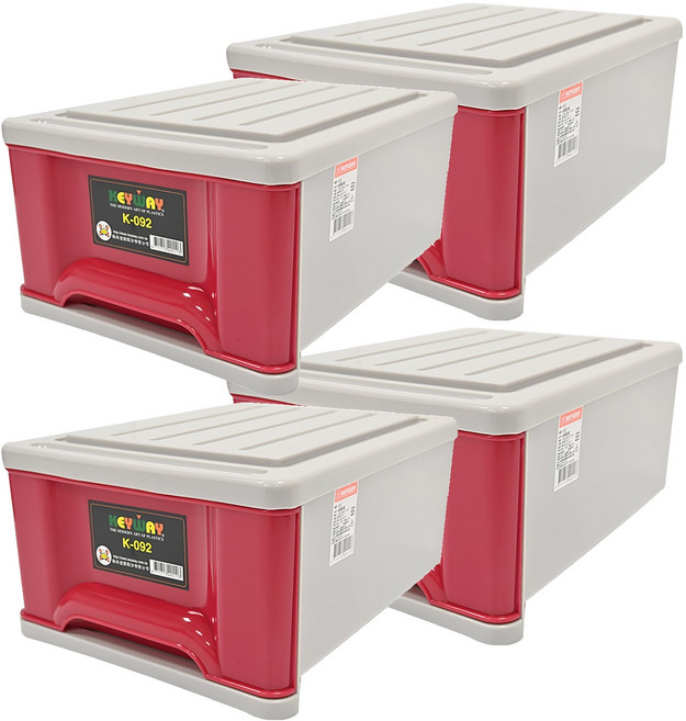KEYWAY 聯府 抽屜整理箱 K092 355 x 283 x 177mm 9.6L, 紅色, 4個