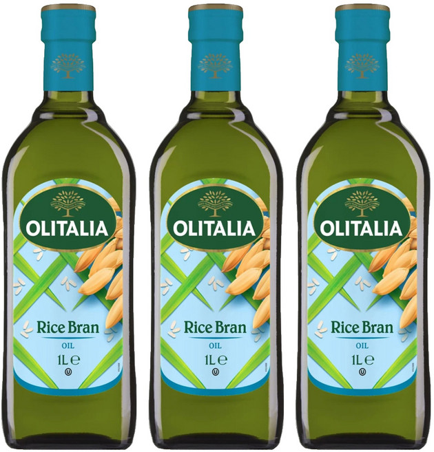 OLITALIA 奧利塔 玄米油 含天然γ-穀維素 富含膳食纖維植物固醇 油質穩定耐高溫 低油煙, 1L, 3瓶