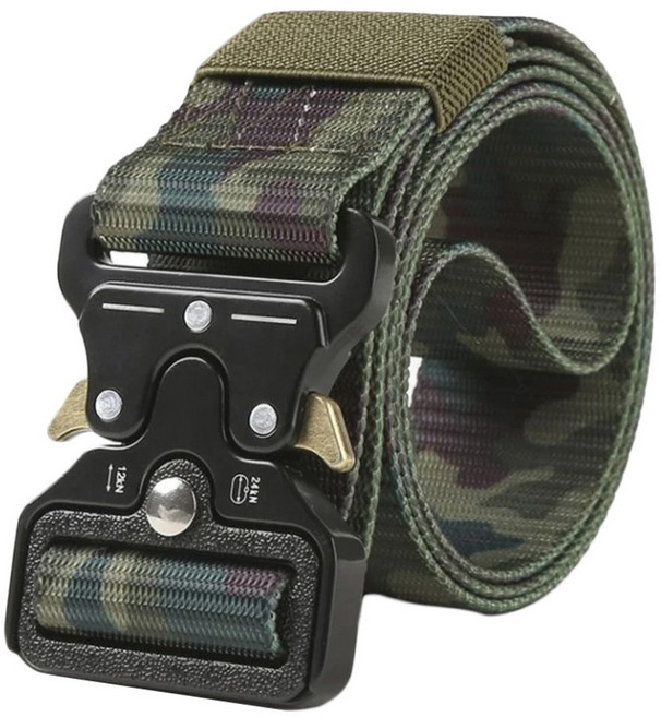 TREEWalker 強化尼龍戰術登山腰帶 迷彩綠 合金扣環, 1條