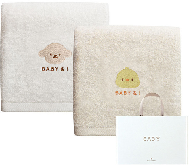 베이비앤아이 유아용 소프트 밤부 목욕타올 2종 출산선물세트, 뭉이 + 아리, 1세트