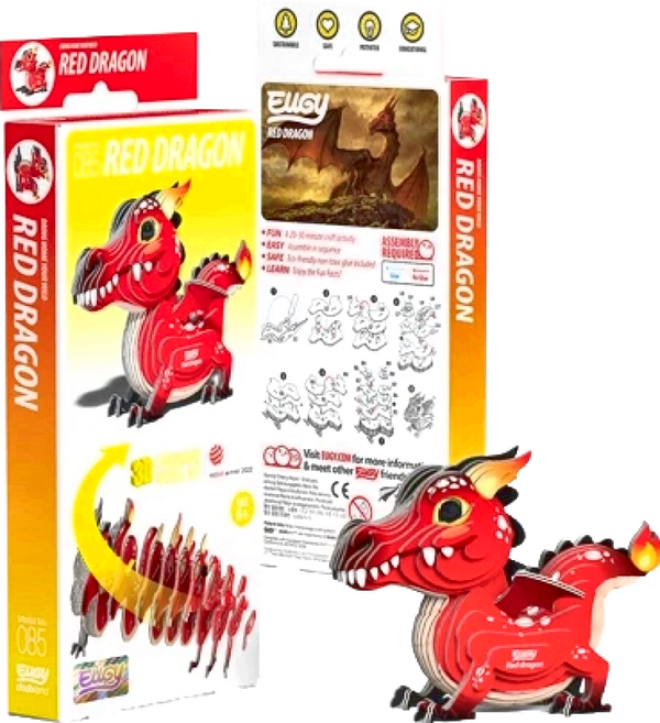 EuGy 立體拼圖 STA 09 085 紅龍 紙拼圖 6歲以上, 1個, 24片