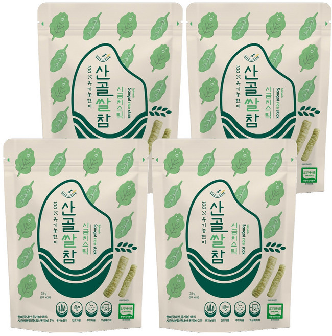 에코맘의산골이유식 산골쌀참, 시금치, 25g, 4개