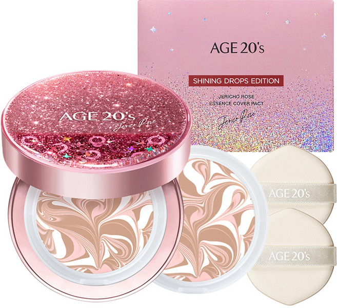 에이지투웨니스 예리코 로즈 에센스 커버 팩트 샤이닝 드롭 케이스 1p + 리필 2p 세트 12.5g, T21, 1개