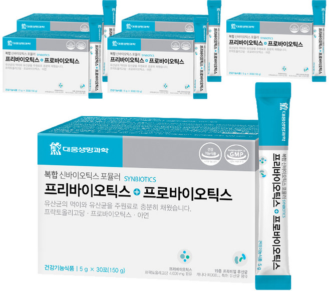 대웅생명과학 프리바이오틱스+프로바이오틱스 유산균, 150g, 6개