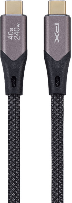 PX 大通 USB 4 40G/240W C-C 快充傳輸線 8K@60影音輸出 5A大電流 內建E-marker智慧IC, 2m, 黑色 + 編織, 1條