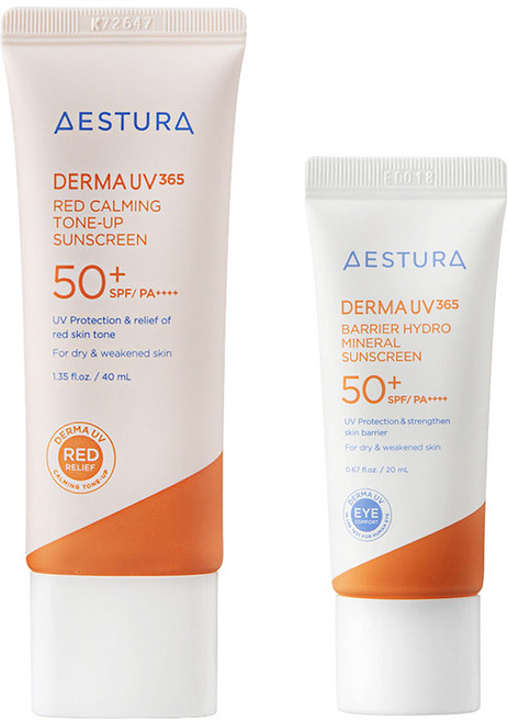 에스트라 더마 유브이365 레드진정 톤업 선크림 40ml + 무기자차 선크림 20ml, 1세트