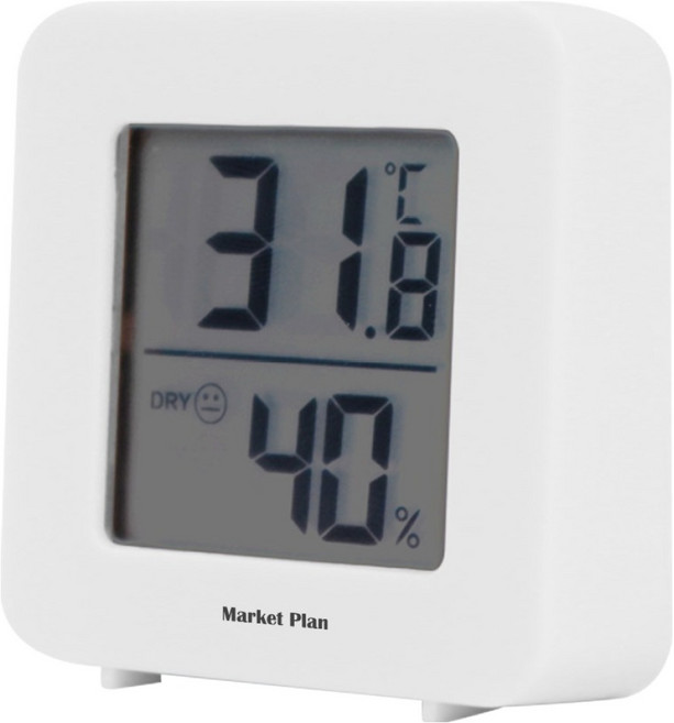 마켓플랜 스퀘어 온습도계, 화이트, 1개