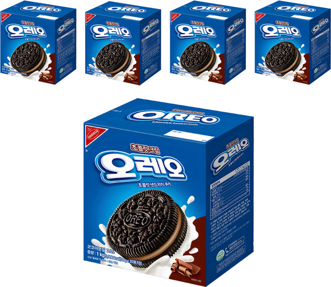 오레오 초콜릿 크림 샌드위치 쿠키, 1kg, 5개
