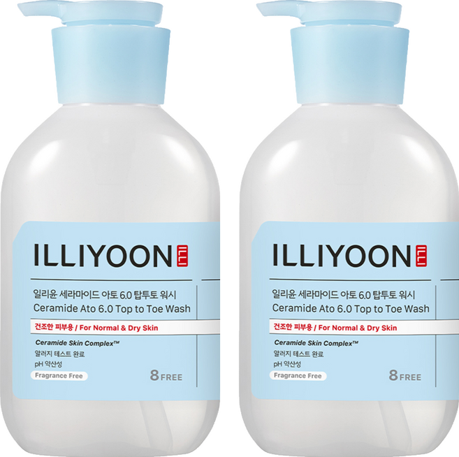 일리윤 세라마이드 아토 6.0 탑투토 바디워시 무향, 500ml, 2개