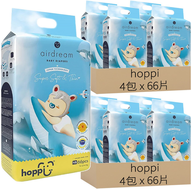 hoppi 黏貼型尿布 ~5kg, NB, 528片