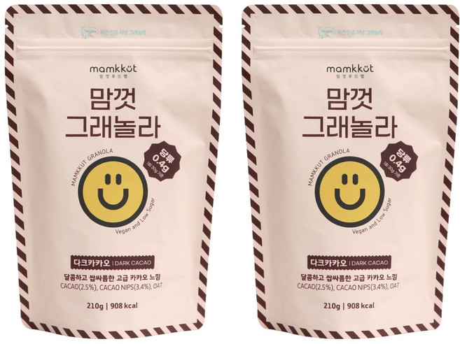 맘껏푸드랩 비건 저당 다크카카오 그래놀라, 2개, 210g