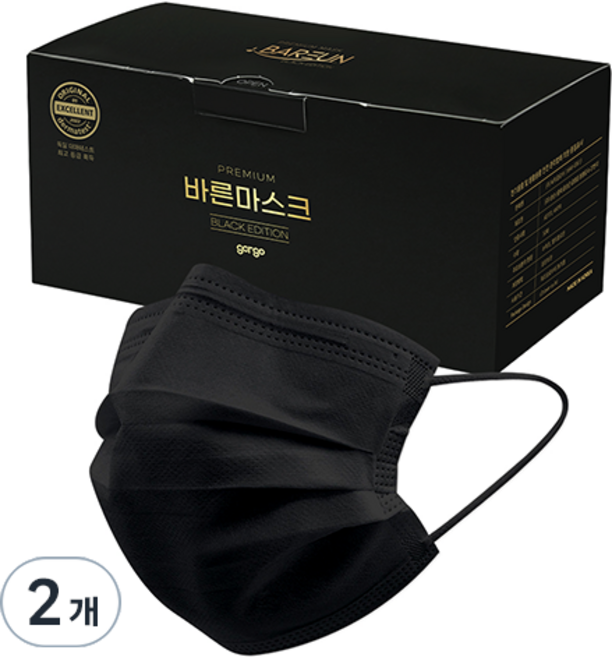 고르고 바른 일회용 마스크 중형, 50개입, 2개, 블랙