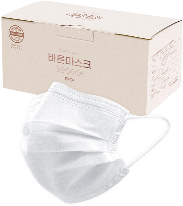 고르고 바른 일회용 마스크 성인용 중형, 50개입, 1개, 화이트