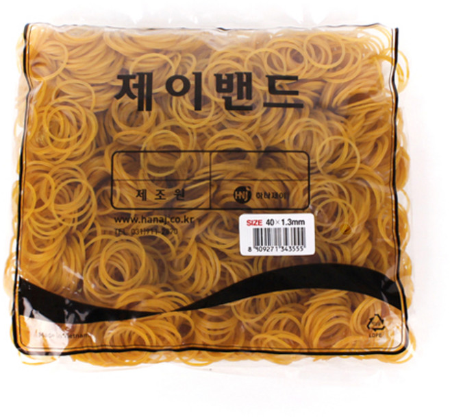 하나제이 10000 고무 제이밴드 40 x 1.3 mm, 노란색, 1개