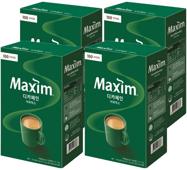 맥심 디카페인 커피믹스, 11.8g, 100개입, 4개
