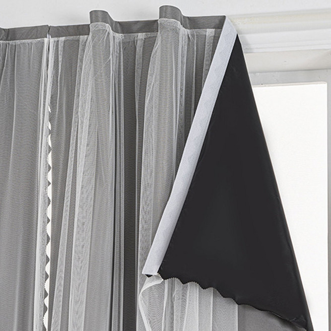 하이어데코 무타공 레이스 암막 접착식 벨크로 붙이는 커튼