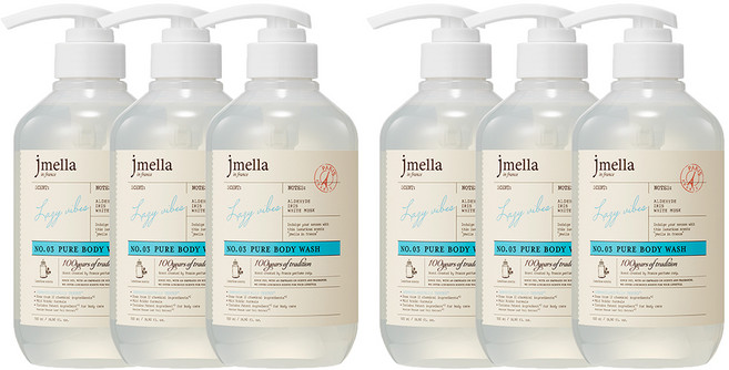 제이멜라 인 프랑스 퓨어 레이지 바이브 바디 워시 플로럴 머스크향, 500ml, 6개