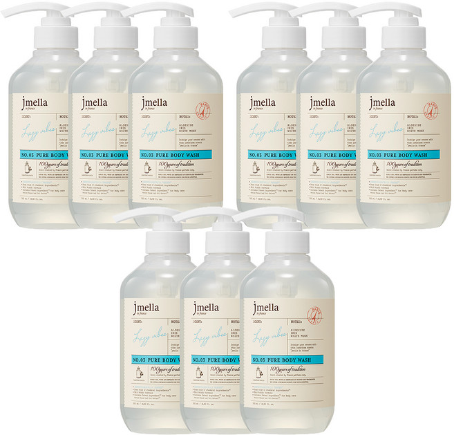 제이멜라 인 프랑스 퓨어 레이지 바이브 바디 워시 플로럴 머스크향, 500ml, 9개