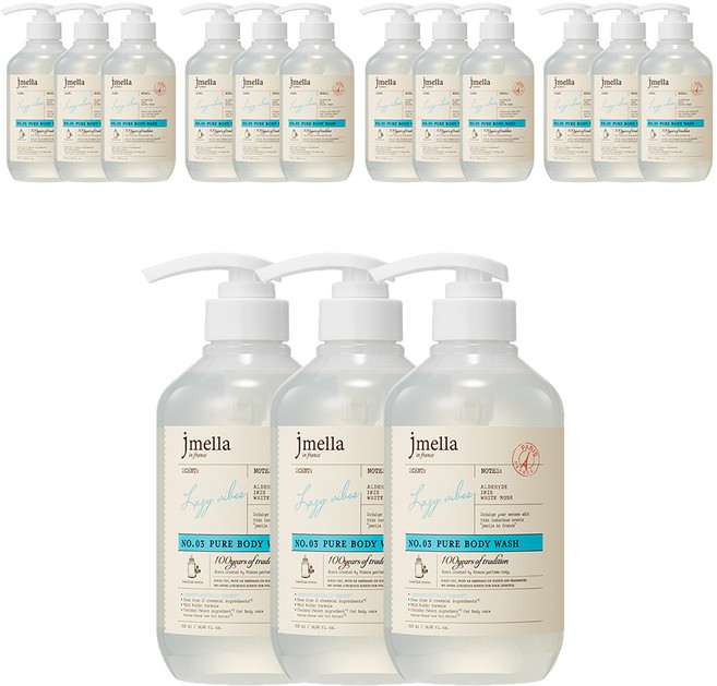 제이멜라 인 프랑스 퓨어 레이지 바이브 바디 워시 플로럴 머스크향, 500ml, 15개