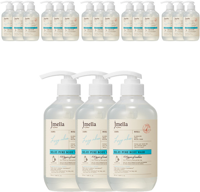 제이멜라 인 프랑스 퓨어 레이지 바이브 바디 워시 플로럴 머스크향, 500ml, 18개