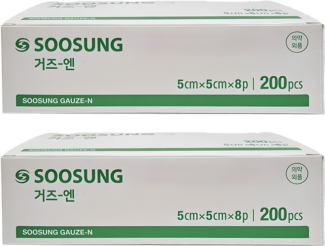 수성 거즈 엔 8겹 5 x 5 cm, 200매, 2개