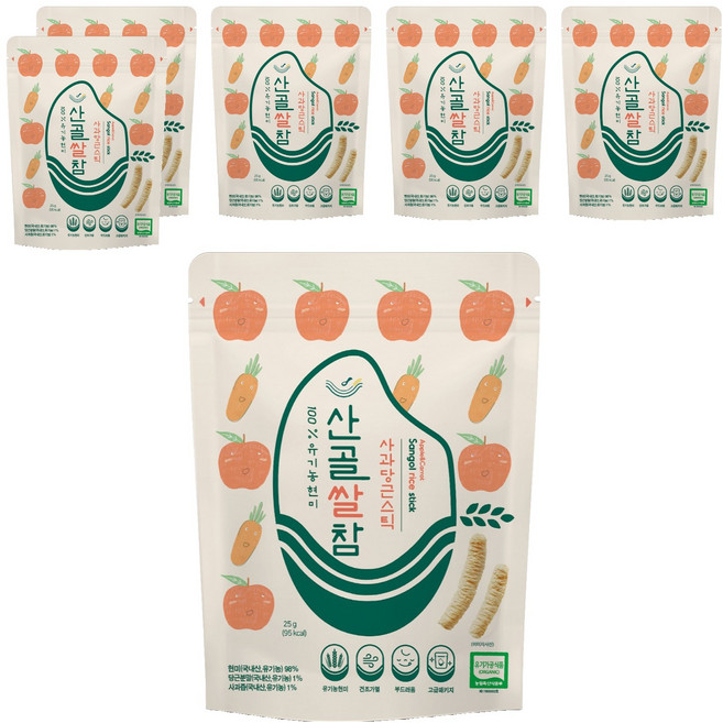 에코맘의산골이유식 산골쌀참, 혼합맛(사과/당근), 25g, 6개