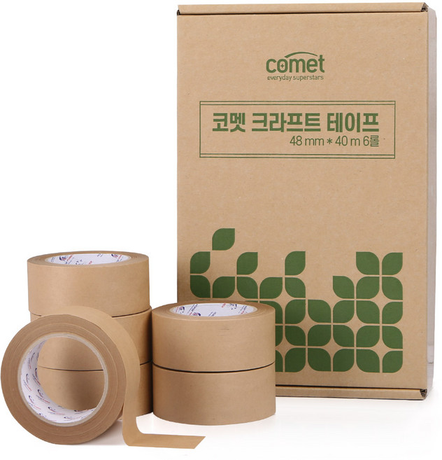 코멧 크라프트 종이 박스 테이프 48mm*40m 6롤, 1개