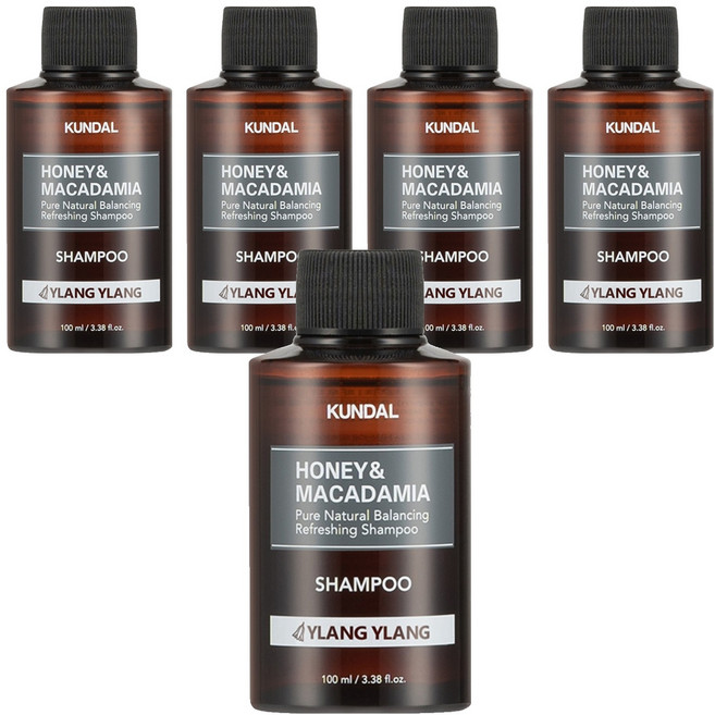 쿤달 허니 앤 마카다미아 네이처 샴푸 일랑일랑향, 100ml, 5개