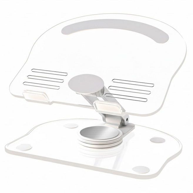 透明平板手機支架 尺寸15.5x12.5cm ABS+鋁+防滑墊材質 360°旋轉 適用於4.7~13吋所有設備, 白色, 1個