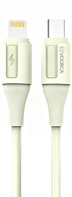 VOORCA Type-C To Lightning 極光彩色硅膠充電線, 米白色, 1條, 120cm