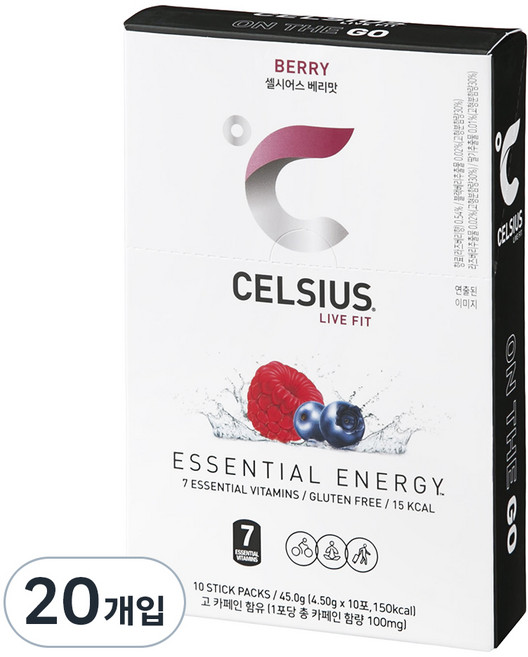 셀시어스 OTG 온더고 비타민 피트니스 에너지드링크 베리, 4.5g, 20개입