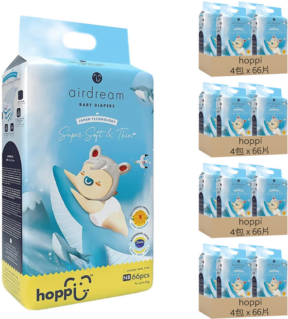 hoppi 黏貼型尿布 ~5kg, NB, 1056片
